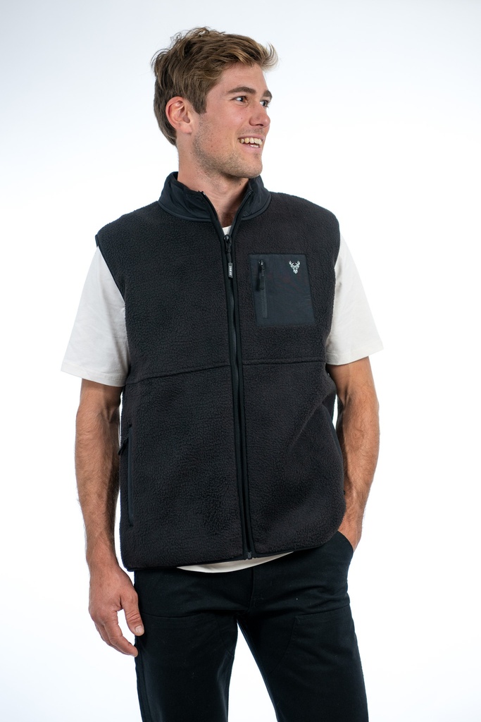 [SS25-LF-M19.1-XXS] SHERPA GILET JACKET Black (XXS)
