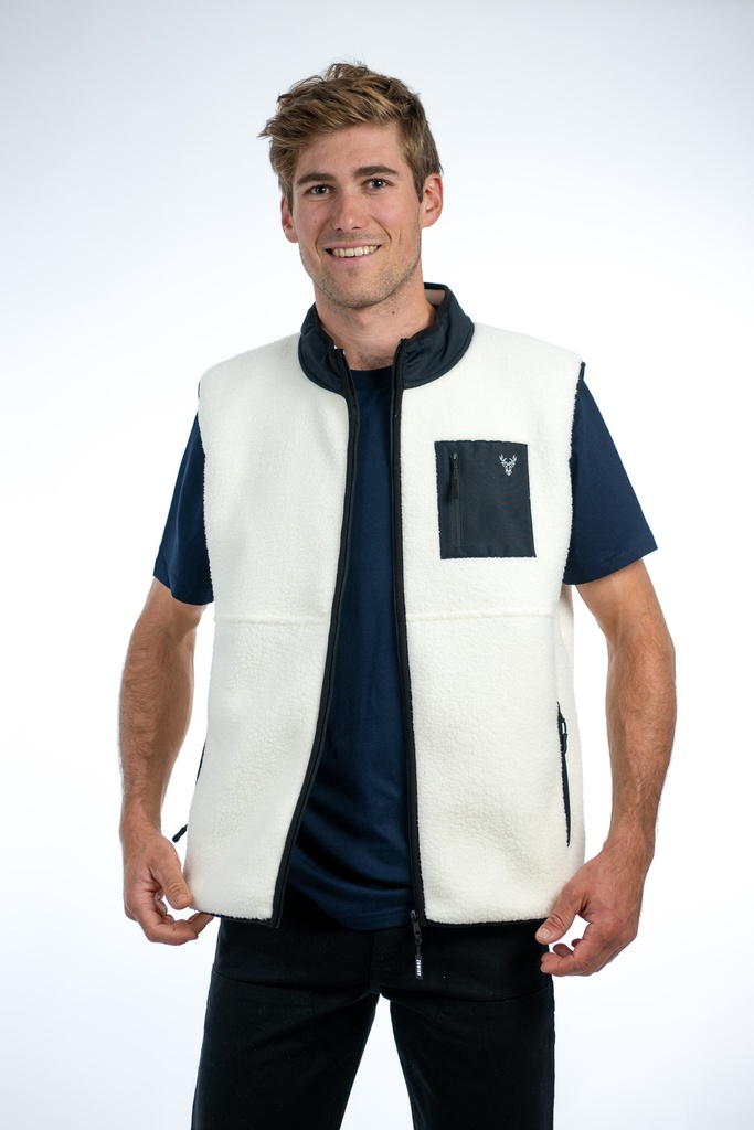 [SS25-LF-M19.2-XXS] SHERPA GILET JACKET White (XXS)